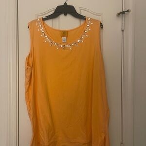 Embellished Orange Sleeveless Top